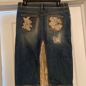 Red Valentino Gorgeous Denim Lace Skirt Made in Italy 🇮🇹